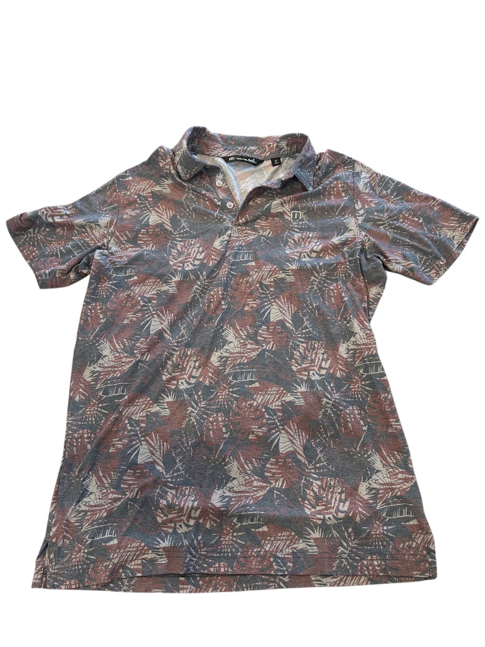 TravisMathew Men's Tropical Leaf Polo - Rust, Blue & Cream